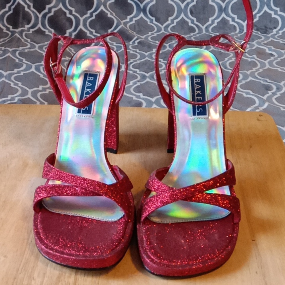 Bakers size 7.5 red sparkly dress sandals